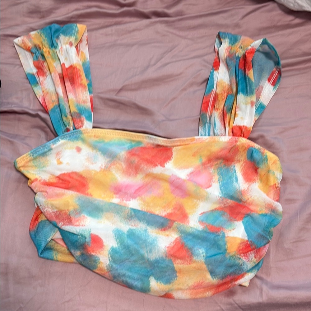 SHEIN Colorful Brushstroke Crop Top